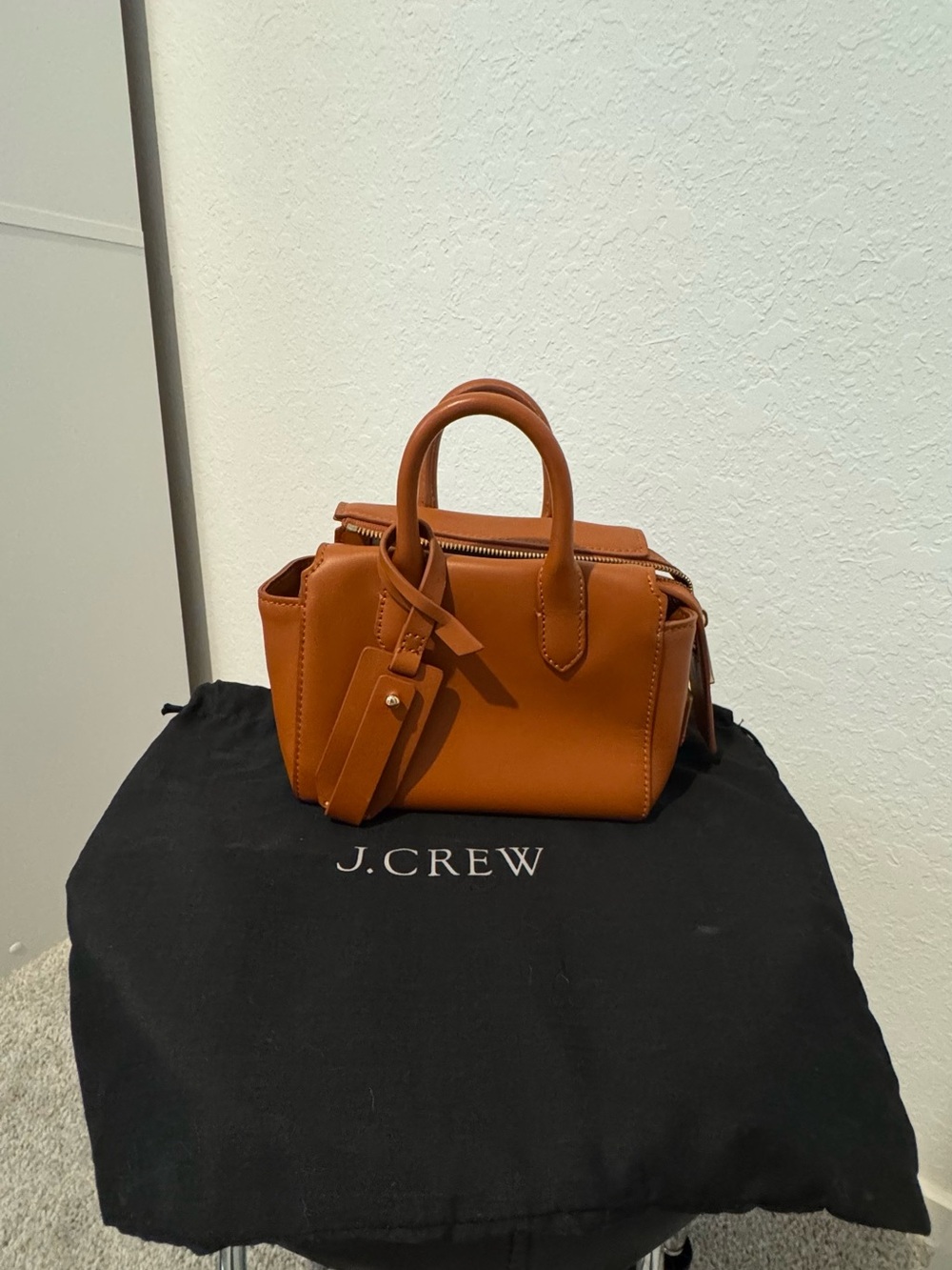 J. Crew Cognac Leather Mini Putse